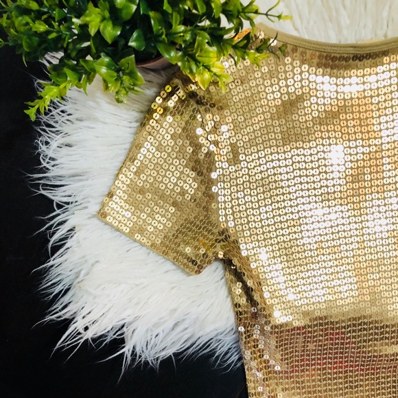 MICHAEL KORS GOLD SEQUIN EMBELLISHED TOP - Picture 3 of 3